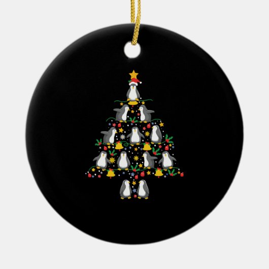 ペンギンクリスマスツリーペンギンクリスマスライト セラミックオーナメント (正面)