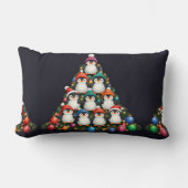 ペンギンクリスマスツリー装飾用クッションカバー ランバークッション (正面)