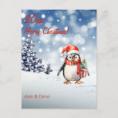 ペンギンクリスマスツリー雪 シーズンポストカード (正面)