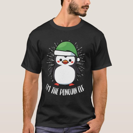 ペンギンクリスマスデイアイスバードアニマルサンタクロース Tシャツ (正面)