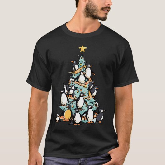 ペンギンクリスマスデイアイスバードアニマルサンタクロース Tシャツ (正面)
