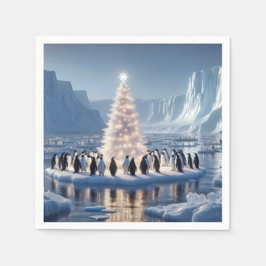 ペンギンクリスマスパーティー スタンダードカクテルナプキン (正面)