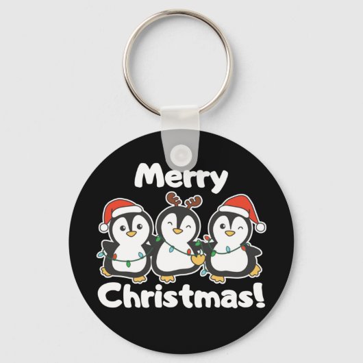 ペンギンクリスマス動物かわいいペンギンキーチェーン キーホルダー (正面)