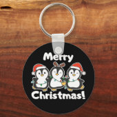 ペンギンクリスマス動物かわいいペンギンキーチェーン キーホルダー (正面)