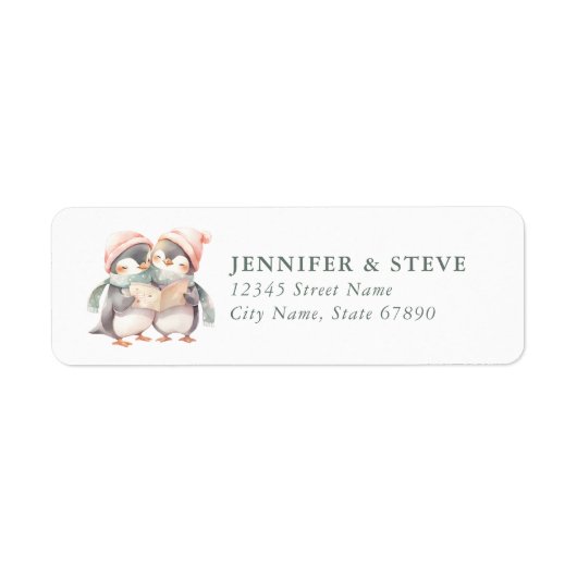 ペンギンクリスマス差出人住所ラベル ラベル (正面)