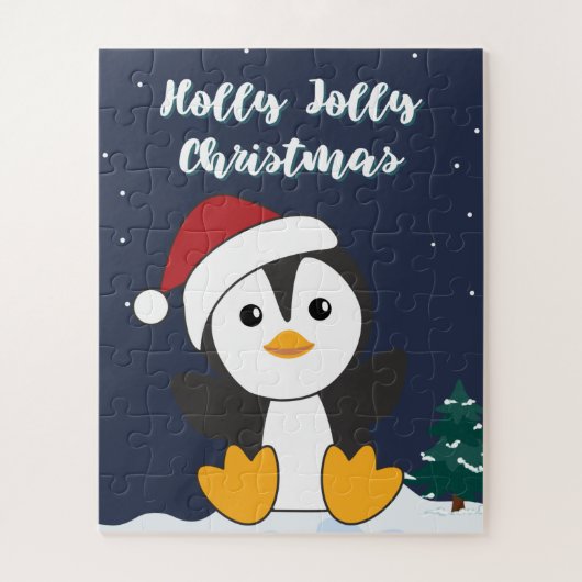 ペンギンクリスマス雪の冬の動物ペンギンジグ ジグソーパズル (縦)