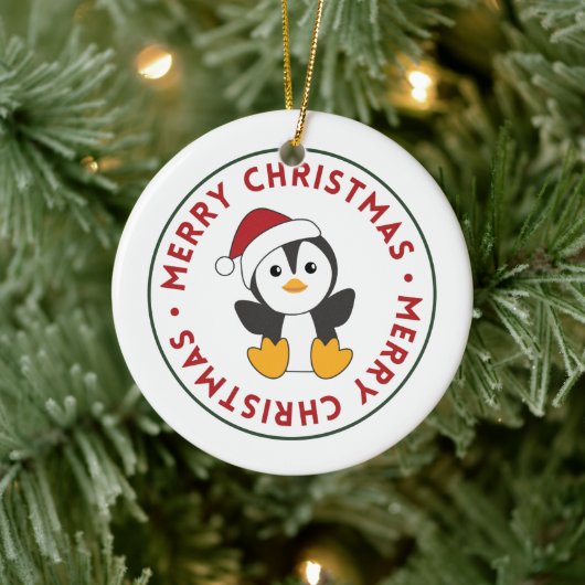 ペンギンクリスマス雪の冬の動物ペンギンCer セラミックオーナメント (ツリー)