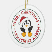 ペンギンクリスマス雪の冬の動物ペンギンCer セラミックオーナメント (左)