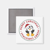 ペンギンクリスマス雪の冬の動物ペンギンMag マグネット (正面/裏面)