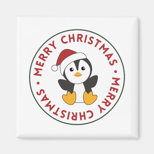 ペンギンクリスマス雪の冬の動物ペンギンMag マグネット (正面)