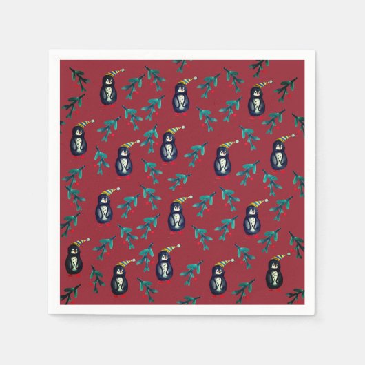 ペンギンクリスマス スタンダードカクテルナプキン (正面)