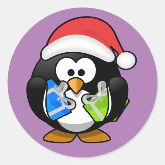 ペンギンクリスマス ラウンドシール (正面)