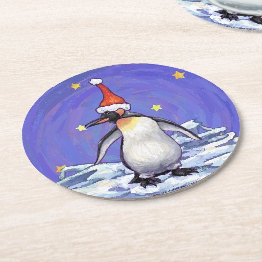 ペンギンクリスマス ラウンドペーパーコースター (アングル)