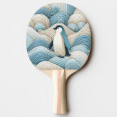 ペンギンクリームブルー抽象芸術波 卓球ラケット (裏面)
