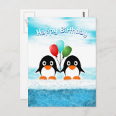 ペンギンクール誕生日はがき ポストカード (正面/裏面)