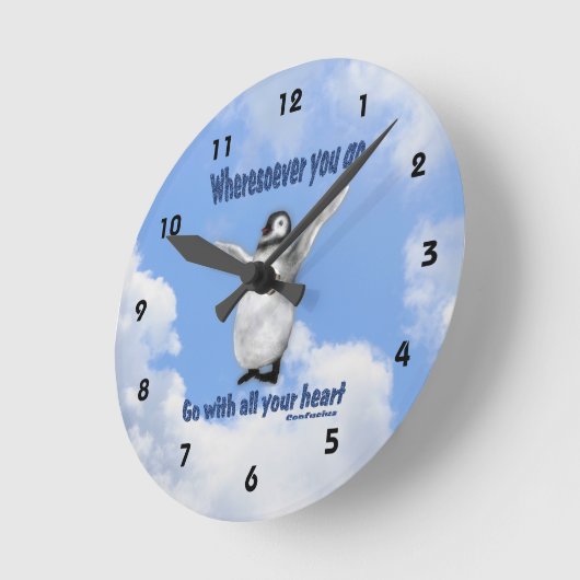 ペンギンコンシウスアティチュード引用文感動的 ラウンド壁時計 (傾斜)