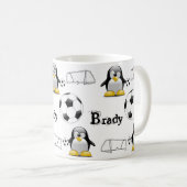 ペンギンサッカーボールおもしろいマグカップ コーヒーマグカップ (正面右)