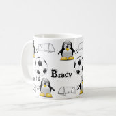ペンギンサッカーボールおもしろいマグカップ コーヒーマグカップ (正面左)