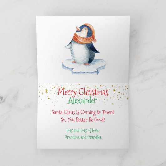ペンギンサンタスレイ金ゴールド絵画ズ シーズンカード (内部)