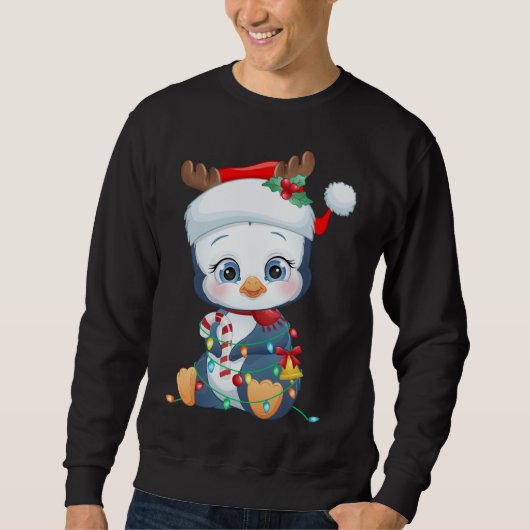 ペンギンサンタハットクリスマスペンギン愛好家パジャマ スウェットシャツ (正面)