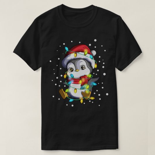 ペンギンサンタハットフェアリーがクリスマスライト Tシャツ (デザイン正面)