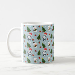 ペンギンサンタハッピーメリークリスマスツリーパターン コーヒーマグカップ
