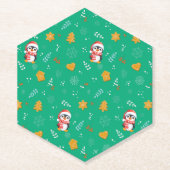 ペンギンサンタハッピーメリークリスマスツリーパターン ペーパーコースター (正面)