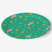 ペンギンサンタハッピーメリークリスマスツリーパターン ペーパープレート (アングル)