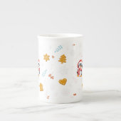ペンギンサンタハッピーメリークリスマスツリーパターン ボーンチャイナマグカップ (正面)
