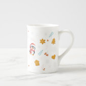 ペンギンサンタハッピーメリークリスマスツリーパターン ボーンチャイナマグカップ (右)