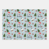 ペンギンサンタハッピーメリークリスマスツリーパターン ラッピングペーパーシート (正面2)