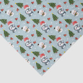 ペンギンサンタハッピーメリークリスマスツリーパターン 薄葉紙 (詳細)