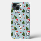 ペンギンサンタハッピーメリークリスマスツリーパターン Case-Mate iPhoneケース (裏面)