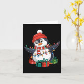 ペンギンサンタライツクリスマス – ペンギン愛好家 カード (黄色い花)