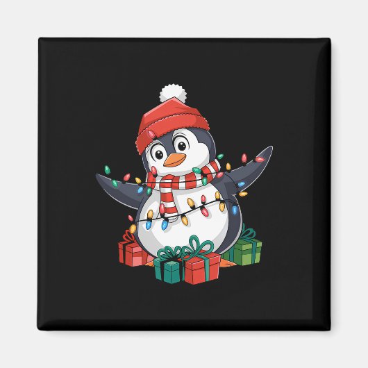 ペンギンサンタライツクリスマス – ペンギン愛好家 マグネット (正面)