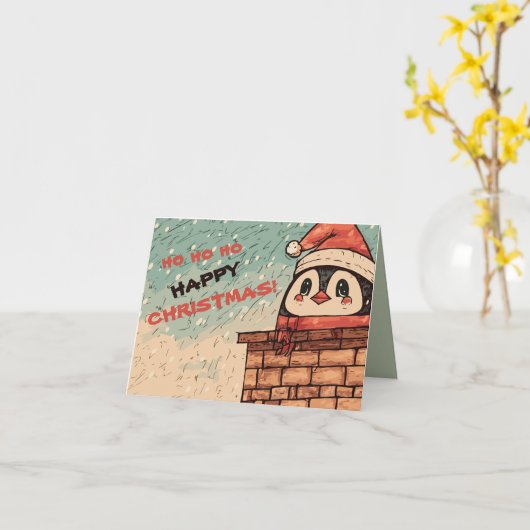 ペンギンサンタ カード (黄色い花)