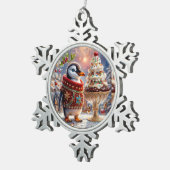 ペンギンサンデクリスマスオーナメント スノーフレークピューターオーナメント (右)