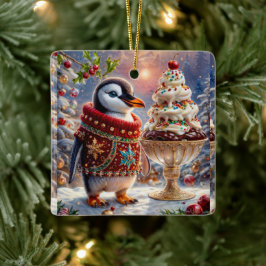 ペンギンサンデクリスマスオーナメント セラミックオーナメント
