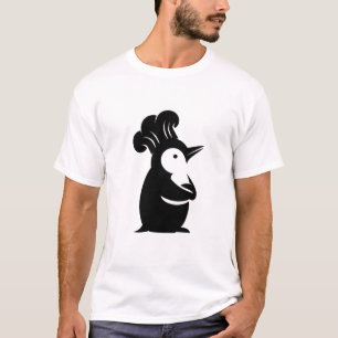 ペンギンシェフシルエットミニマルデザインキッチン Tシャツ