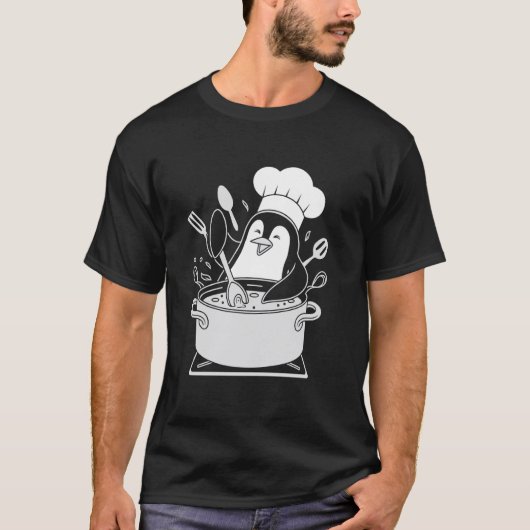 ペンギンシェフ調理スプーン料理の喜び Tシャツ (正面)