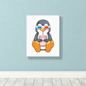 ペンギンシネマグラス飲みカップ キャンバスプリント (インサイチュ (ウッドフロア))