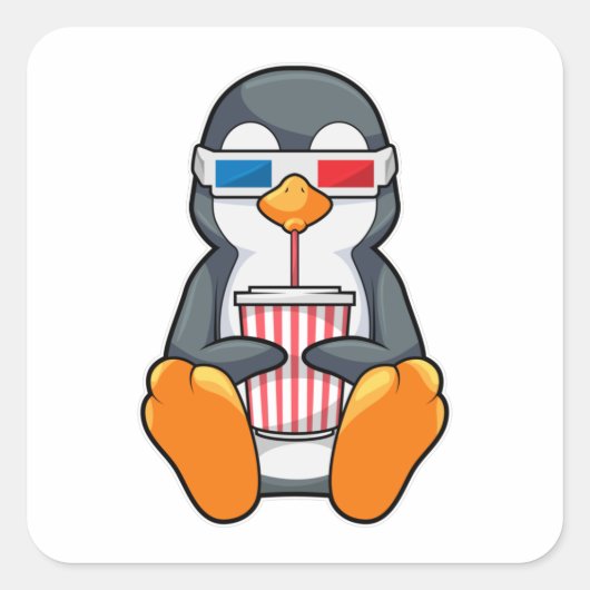 ペンギンシネマグラス飲みカップ スクエアシール (正面)