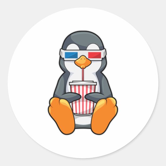 ペンギンシネマグラス飲みカップ ラウンドシール (正面)