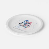 ペンギンジェンダーが冬の赤ちゃんシャワーを明らかにする ペーパープレート (アングル)