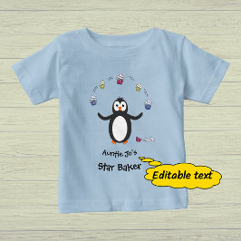 ペンギンジャグリングカップケーキカスタム文字 ベビーTシャツ