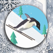 ペンギンスキーおもしろい冬季子供工芸品雪スポーツ ラウンドシール