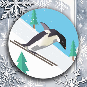 ペンギンスキーおもしろい冬季子供工芸品雪スポーツ ラウンドシール