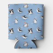 ペンギンスケートで滑る模様 缶クーラー (正面)