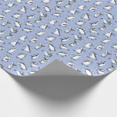 ペンギンスケートで滑る、手描きヴィンテージパターン ラッピングペーパー (角)
