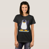 ペンギンスノーボーダー スノーボード 冬のスポーツ Tシャツ (正面フル)